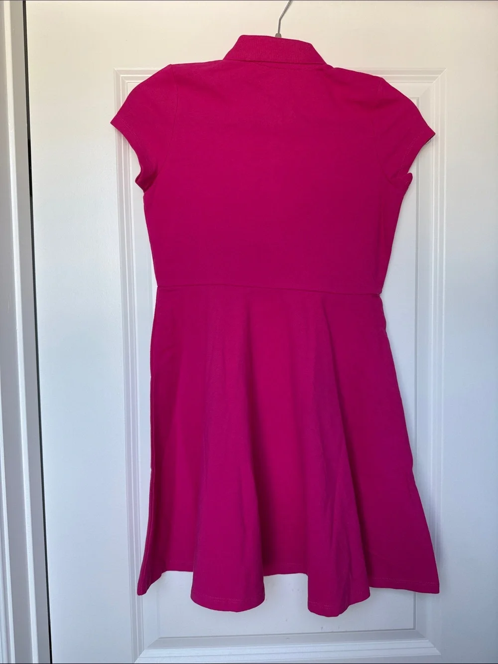 NWT The Children's Place Girls Bright Fuchsia Polo Skater Dress Size Large 10-12